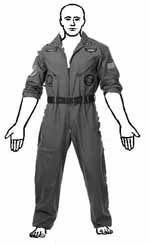 Figure wearing a jumpsuit